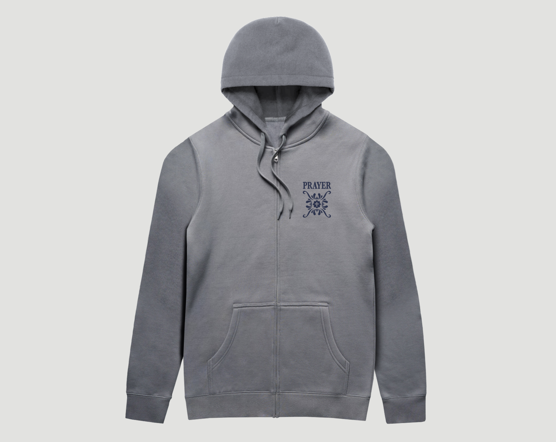PRAYER CERAMIC EMBLEM ZIPPER HOODIE